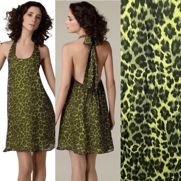 Alice + Olivia Dresses & Skirts - Alice + Olivia Y2K Green Trina Leopard Halter Night Out Dress